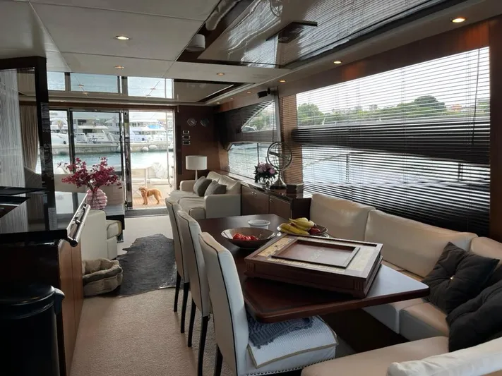  Yacht Photos Pics Luxurious interior of a 2013 Princess 72 Motor Yacht with elegant seating and decor.