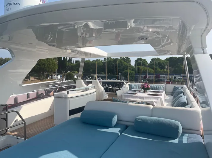  Yacht Photos Pics Luxurious 2013 Princess 72 Motor Yacht with spacious deck and elegant seating area.