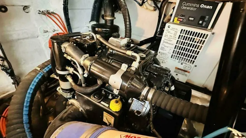  Yacht Photos Pics Engine room of 2015 Sea Ray 450 Sundancer with Cummins Onan generator.