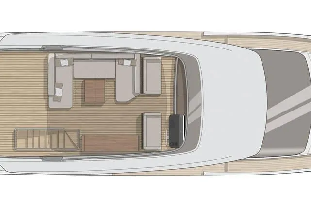  Yacht Photos Pics Top view of 2024 Cranchi 67 Sessantasette Fly yacht interior layout.