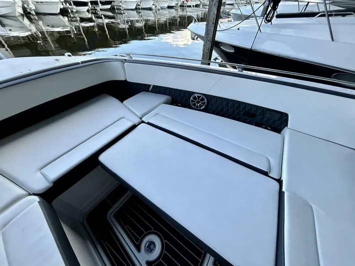  Yacht Photos Pics Luxurious seating area on a 2017 Monterey 378 Super Express boat.