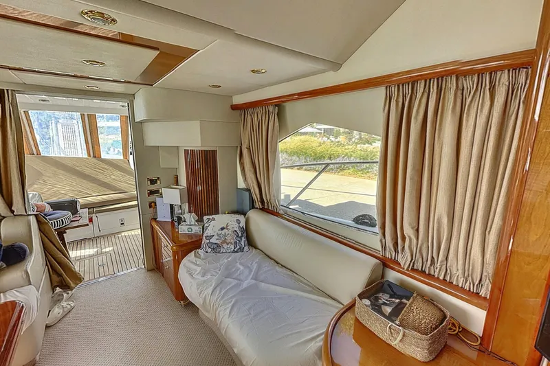  Yacht Photos Pics Luxurious interior of 2006 Sunseeker Manhattan 50 yacht with elegant furnishings.