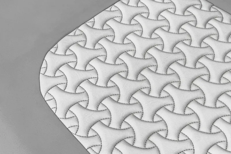 R&r 5 Yacht Photos Pics Quilted leather upholstery detail on 2022 Intrepid 477 Evolution boat.