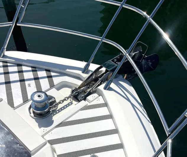 Concepcion 1641 Yacht Photos Pics Azimut 55S 2013 yacht anchor and winch system on deck, close-up view.