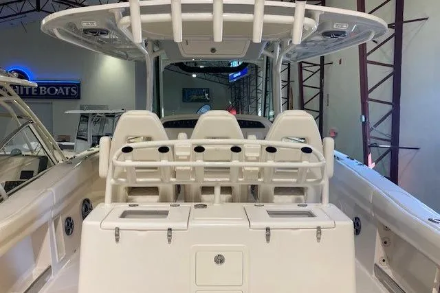  Yacht Photos Pics 2026 Grady-White Canyon 336 boat interior with seating and storage compartments.