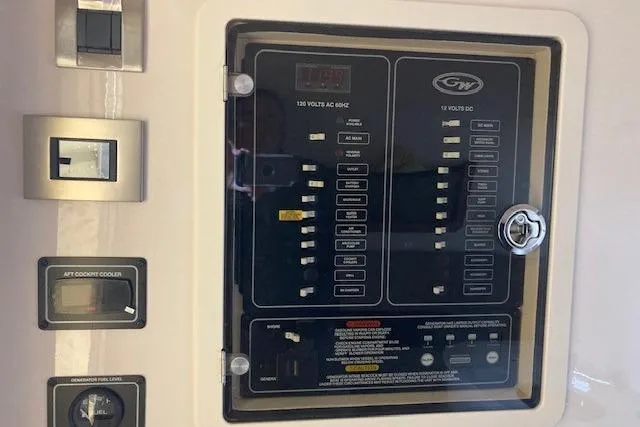  Yacht Photos Pics Electrical control panel on a 2026 Grady-White Canyon 336 boat.