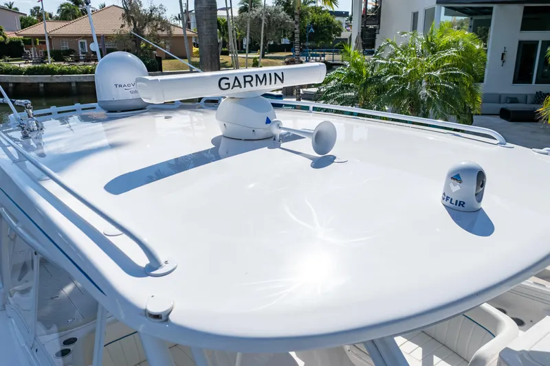  Yacht Photos Pics 2019 Intrepid 407 Cuddy boat with Garmin and FLIR equipment on deck.