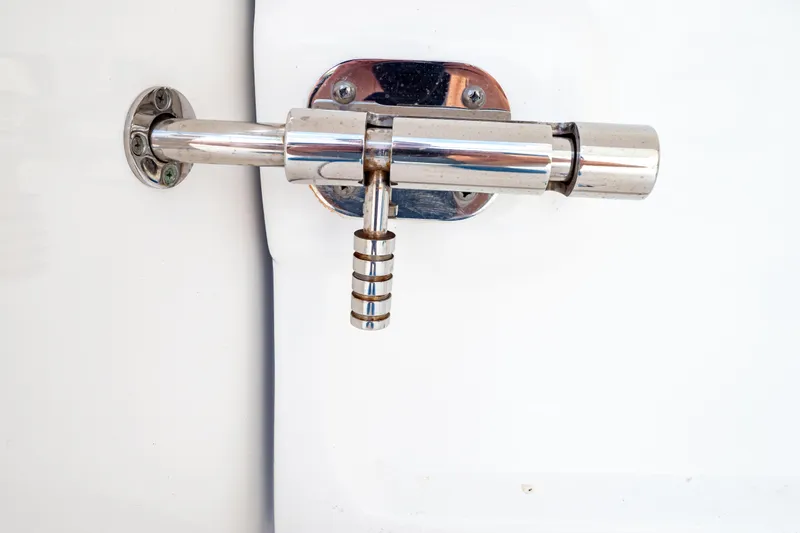  Yacht Photos Pics Stainless steel latch on 2019 Intrepid 407 Cuddy boat.
