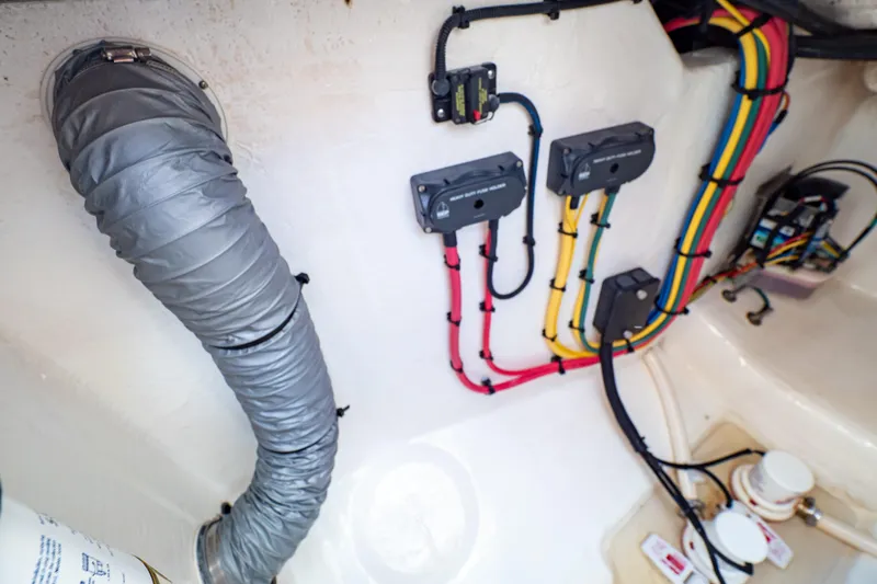  Yacht Photos Pics 2019 Intrepid 407 Cuddy boat wiring and ventilation system detail.