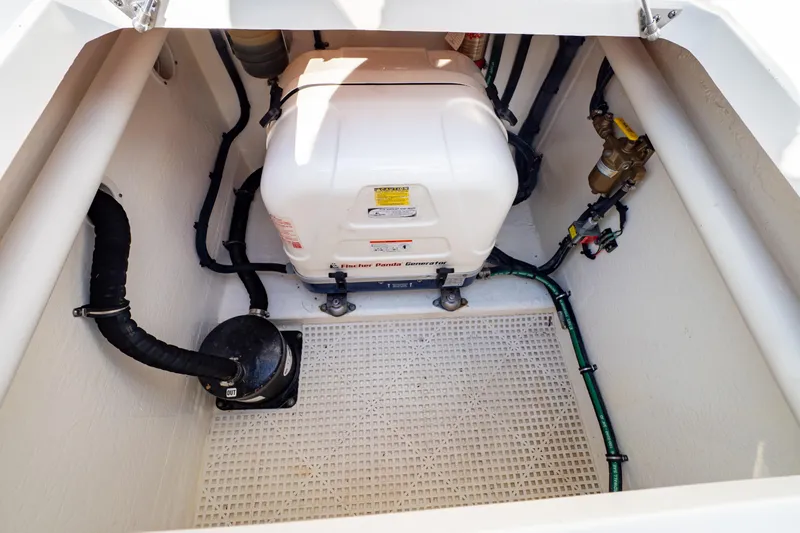  Yacht Photos Pics Engine compartment of 2019 Intrepid 407 Cuddy with generator and wiring.