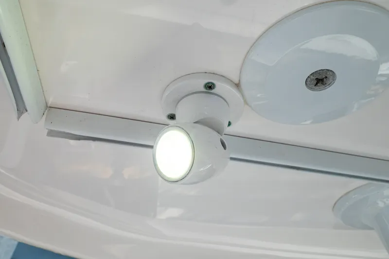  Yacht Photos Pics Ceiling light fixture on 2019 Intrepid 407 Cuddy boat interior.