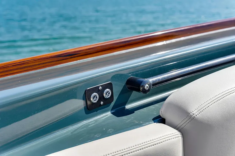  Yacht Photos Pics Close-up of 2025 Buddy Davis PININFARINA 47 CC boat interior with ocean view.