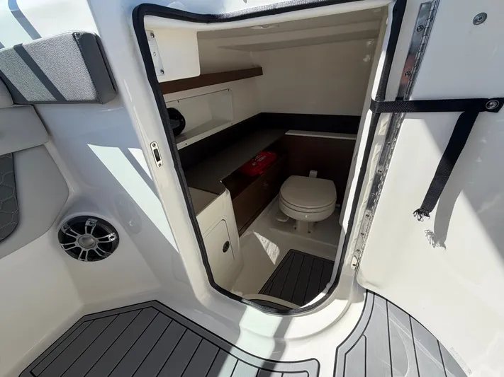  Yacht Photos Pics Interior of 2021 Sea Ray SDX 290 Outboard with toilet.