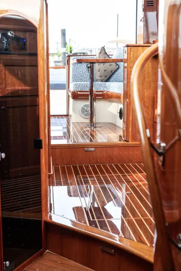 Kite Yacht Photos Pics 2014 Hinckley Talaria 43 interior with polished wood finish and elegant design.