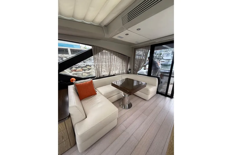  Yacht Photos Pics Luxurious interior of 2019 Azimut S6 yacht with elegant seating and modern design.
