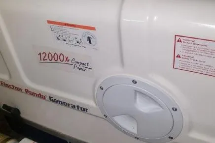  Yacht Photos Pics Bavaria C57 2022 generator, 12000x compact power, Fischer Panda branding.