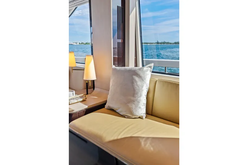  Yacht Photos Pics Luxurious interior of 2021 Azimut Fly 78 yacht with ocean view and elegant decor.