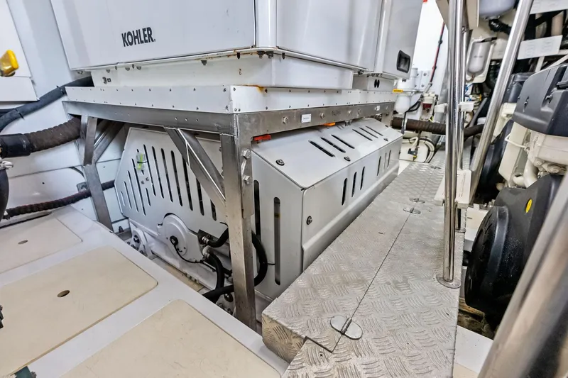  Yacht Photos Pics Engine room of 2021 Azimut Fly 78 yacht featuring Kohler generator.