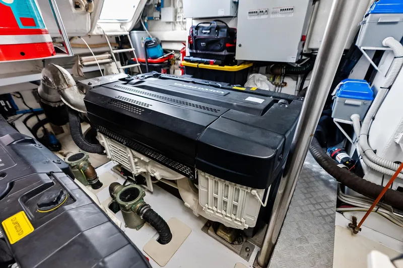  Yacht Photos Pics Engine room of 2021 Azimut Fly 78 yacht, showcasing modern equipment and design.