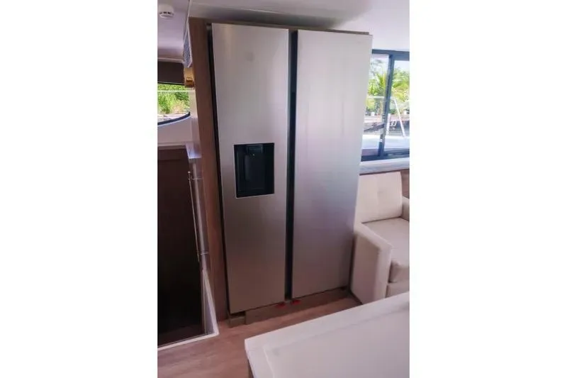  Yacht Photos Pics Modern stainless steel refrigerator in 2023 Bali 4.4 yacht interior.