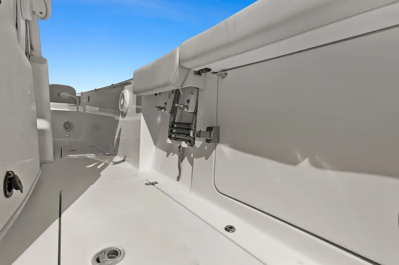  Yacht Photos Pics Interior view of 2019 Cobia 301 Center Console boat deck.