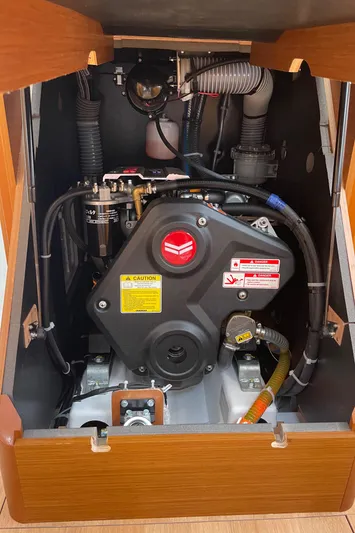  Yacht Photos Pics Engine compartment of 2024 Jeanneau Sun Odyssey 380 sailboat.