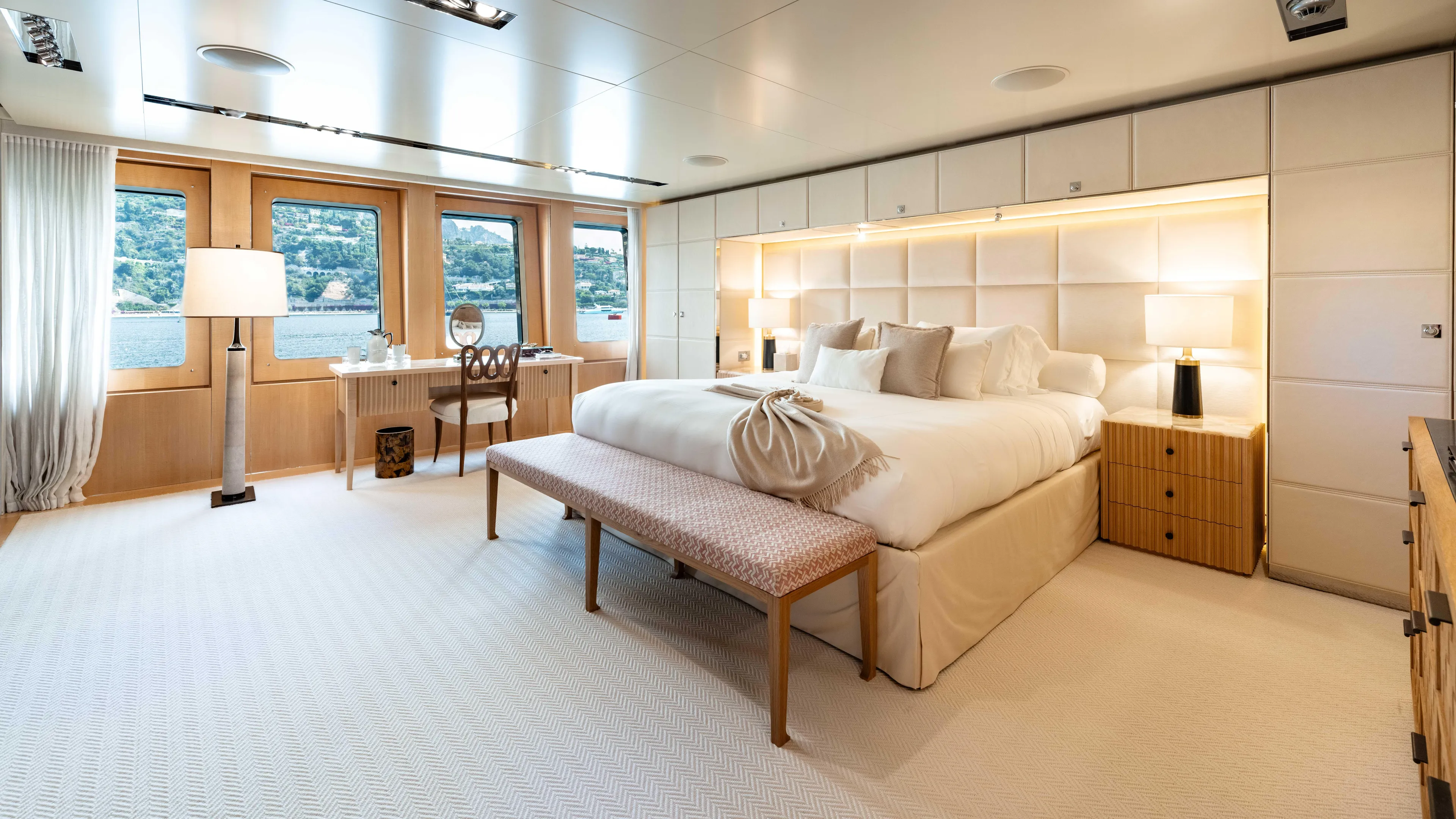 Loon Yacht Photos Pics Luxurious master bedroom on a 2010 Icon Full Displacement Motoryacht.