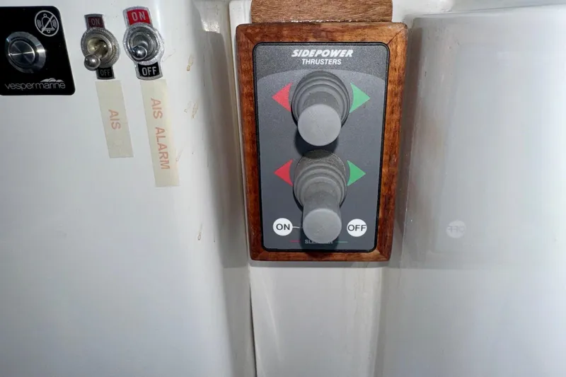 Tui Yacht Photos Pics Control panel for Sidepower thrusters on a 2005 Back Cove 29 boat.