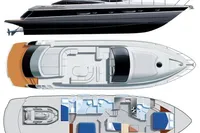 2010 Pershing 56 yacht with detailed exterior and interior layout views.