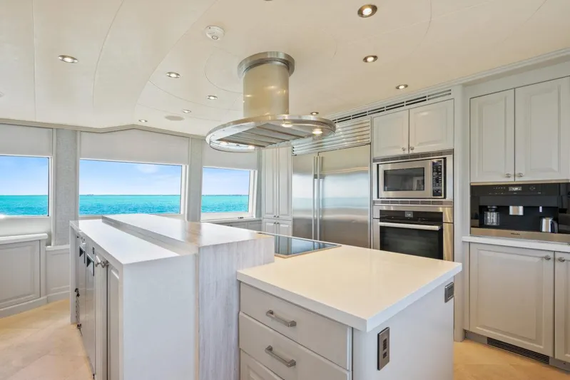 Risk And Reward Yacht Photos Pics Luxurious kitchen interior on 2004 Crescent Raised Pilothouse yacht with ocean view.