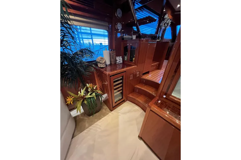 Bucephulas Yacht Photos Pics Luxurious 2012 Hampton motor yacht interior with elegant wood finish and stylish decor.