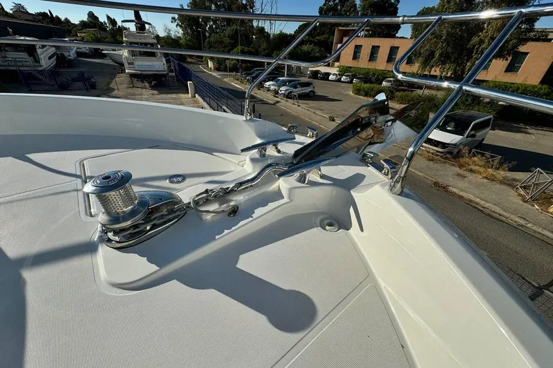  Yacht Photos Pics Bow of 2026 Prestige F4.9 yacht with anchor and winch system.