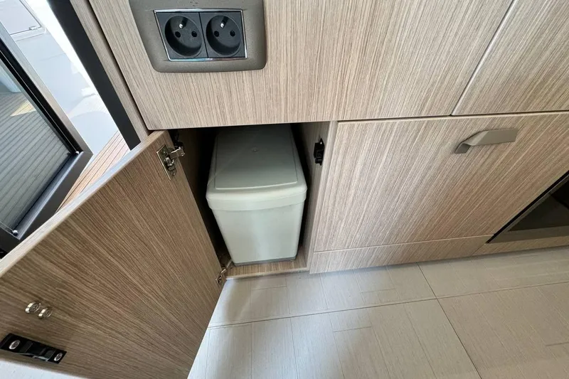  Yacht Photos Pics Cabinet with hidden storage in 2026 Prestige F4.9 model interior.