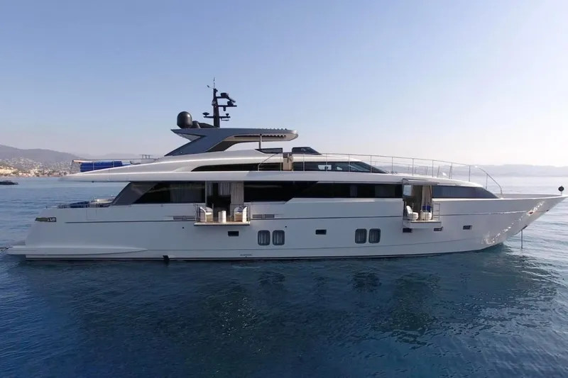 Sanlorenzo Sl118 Yacht Photos Pics Luxurious 2021 Sanlorenzo SL118 yacht on serene blue waters.