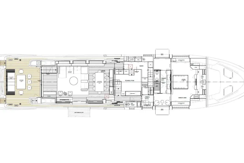 Sanlorenzo Sl118 Yacht Photos Pics Floor plan of 2021 Sanlorenzo SL118 yacht, showcasing detailed layout and design features.