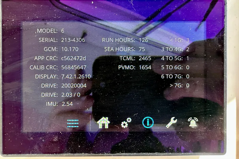 Handful Yacht Photos Pics Display screen showing technical data for 2014 MJM 40z boat.