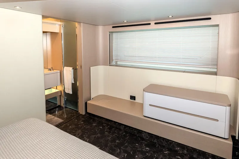  Yacht Photos Pics Luxurious interior of 2024 Azimut 68 yacht with modern furnishings and sleek design.