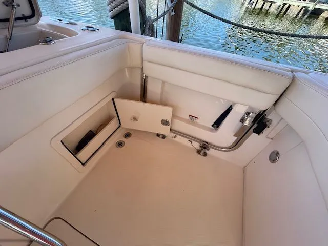  Yacht Photos Pics Interior view of 2021 Grady-White 325 Freedom with storage compartment.