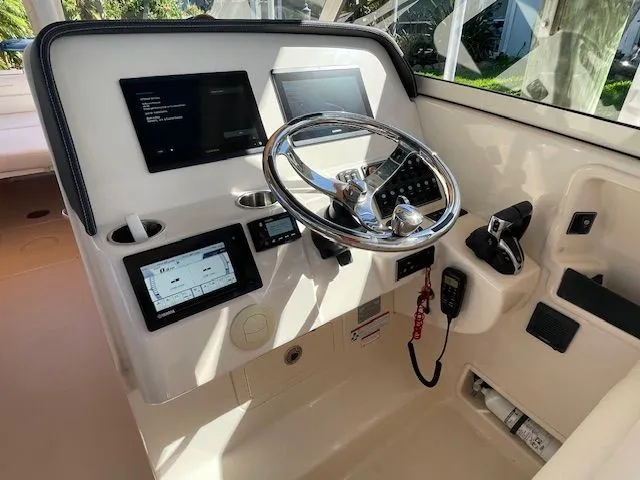  Yacht Photos Pics Helm console of 2021 Grady-White 325 Freedom boat.