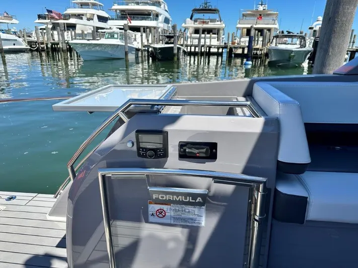  Yacht Photos Pics 2022 Formula 430 Super Sport Crossover at marina, surrounded by luxury yachts.