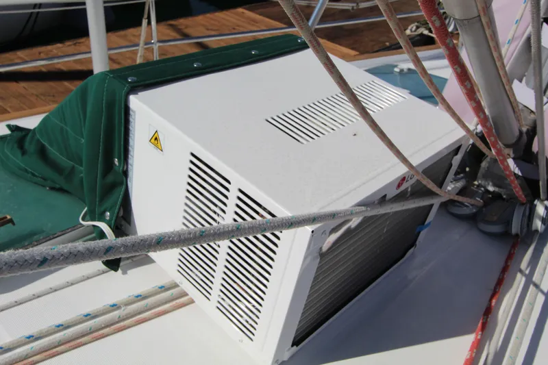  Yacht Photos Pics Air conditioning unit on 2001 Beneteau Oceanis 461 sailboat deck.