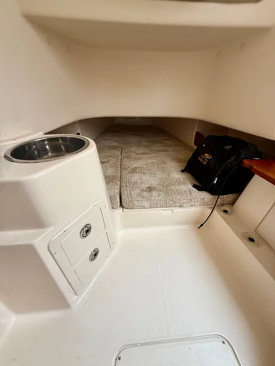  Yacht Photos Pics 2008 Grady-White Canyon 336 cabin interior with sink and storage.