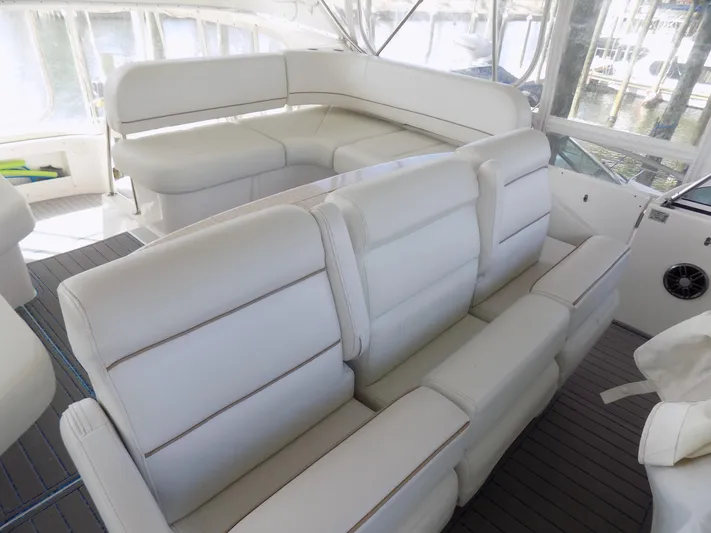  Yacht Photos Pics 2005 Silverton 43 Motor Yacht interior with white leather seating and modern design.