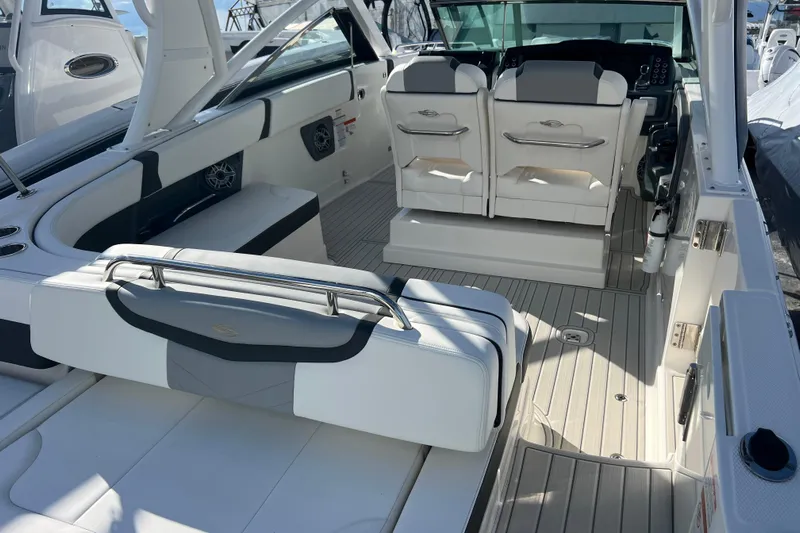  Yacht Photos Pics 2020 Chaparral 280 OSX boat interior with sleek seating and modern design.