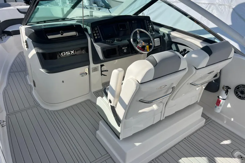  Yacht Photos Pics 2020 Chaparral 280 OSX boat cockpit with dual seats and modern dashboard.