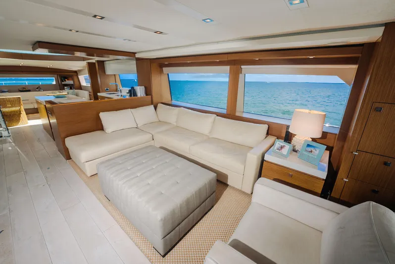  Yacht Photos Pics Luxurious interior of 2017 Hatteras M75 Panacera yacht with ocean view.