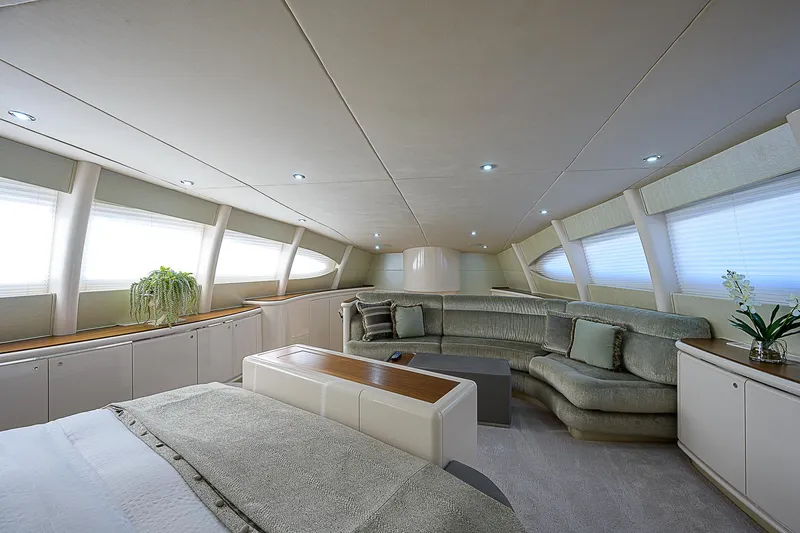 Grandeur Yacht Photos Pics Luxurious interior of 2005 DMB Danube Motor Yacht with elegant seating and modern decor.