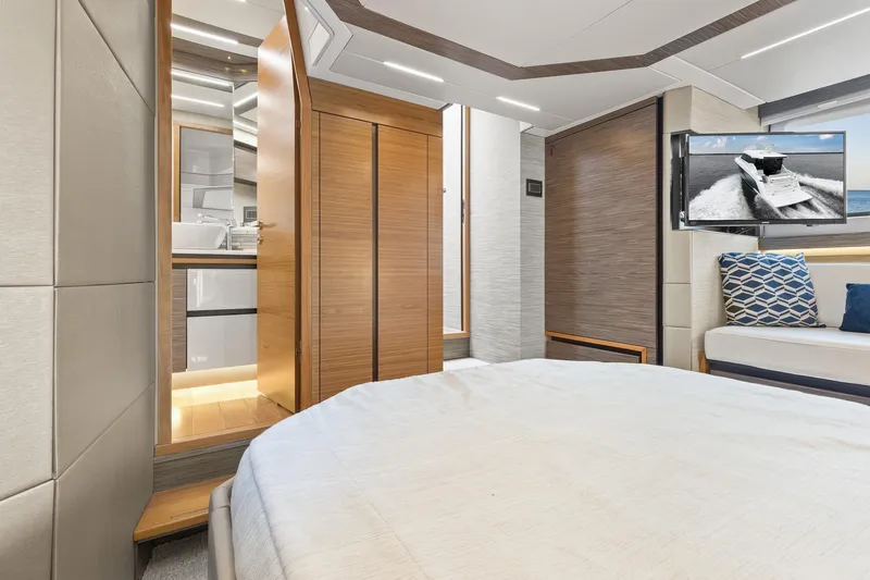 Segers Marine Yacht Photos Pics Luxurious interior of 2019 Tiara Yachts C49 Coupe with modern design and elegant furnishings.