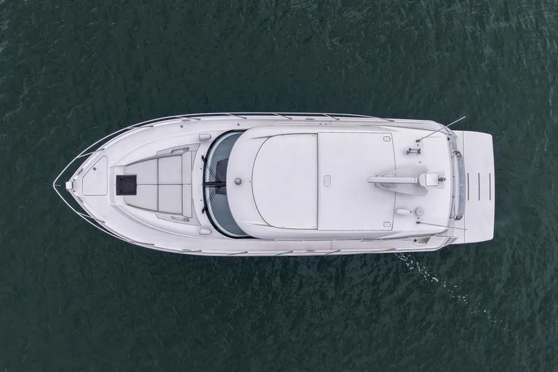Segers Marine Yacht Photos Pics Overhead view of 2019 Tiara Yachts C49 Coupe on water.