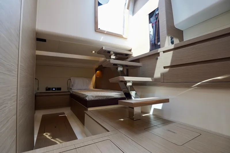  Yacht Photos Pics Luxurious interior of 2025 Pardo Yachts P43, featuring modern design and wooden finishes.